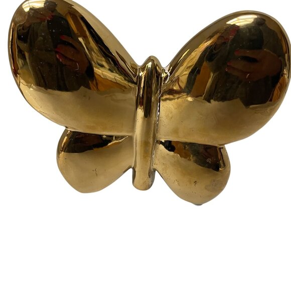 Gold-Tone Ceramic Butterfly Sculpture Figurine 5 1/2" x 7 1/2 - Picture 6 of 7